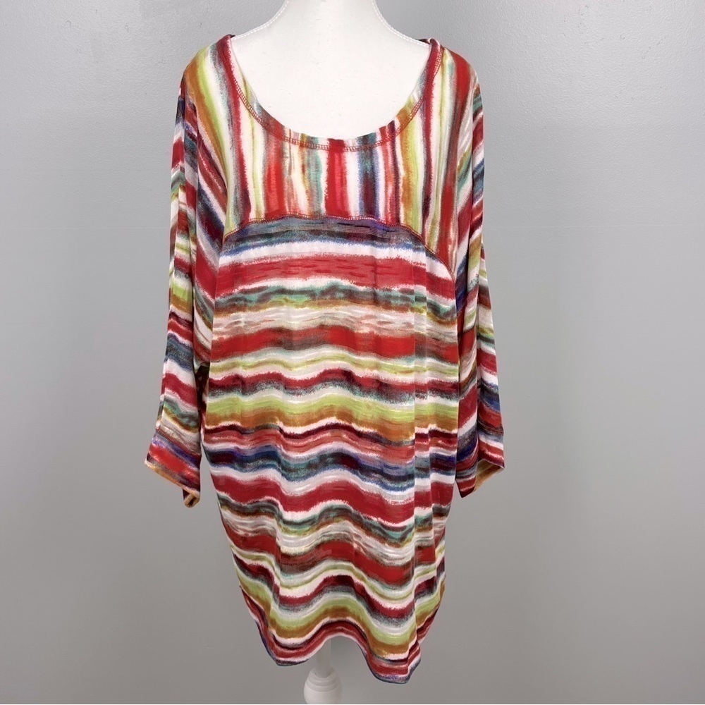 NWT New Directions striped scoop neck 3/4 sleeve knit tunic top, size 3X.